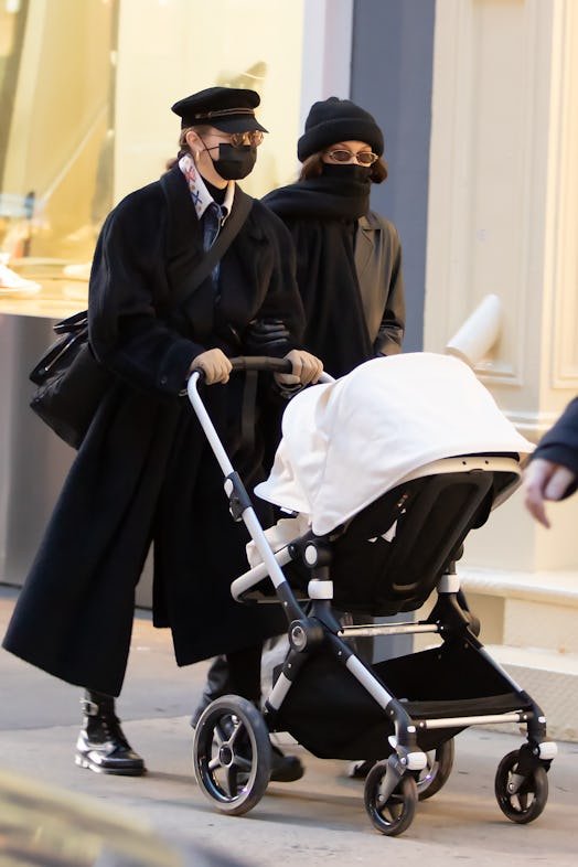 gigi and bella strolling with gigi's baby