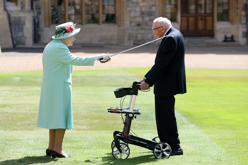 Queen Elizabeth II knighting Thomas Moore