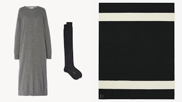 SARA: The Row Above-the-Knee Cashmere Socks, Anibale Dress, and Proenza Schouler Cashmere Double-Fac...