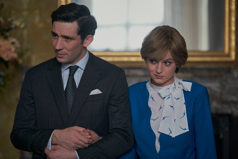 Josh O'Connor as Prince Charles and Emma Corrin as Princess Diana in The Crown
