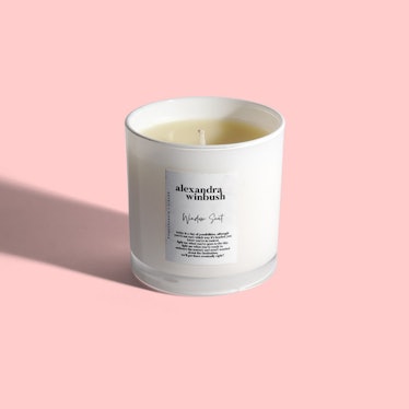 Alexandra Winbush’s September Sixth candle in white packaging and a label with simple black font 