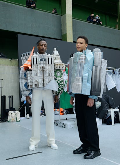 Two Louis Vuitton models backstage