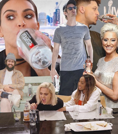 Collage of Celebrities Drinking Essentia