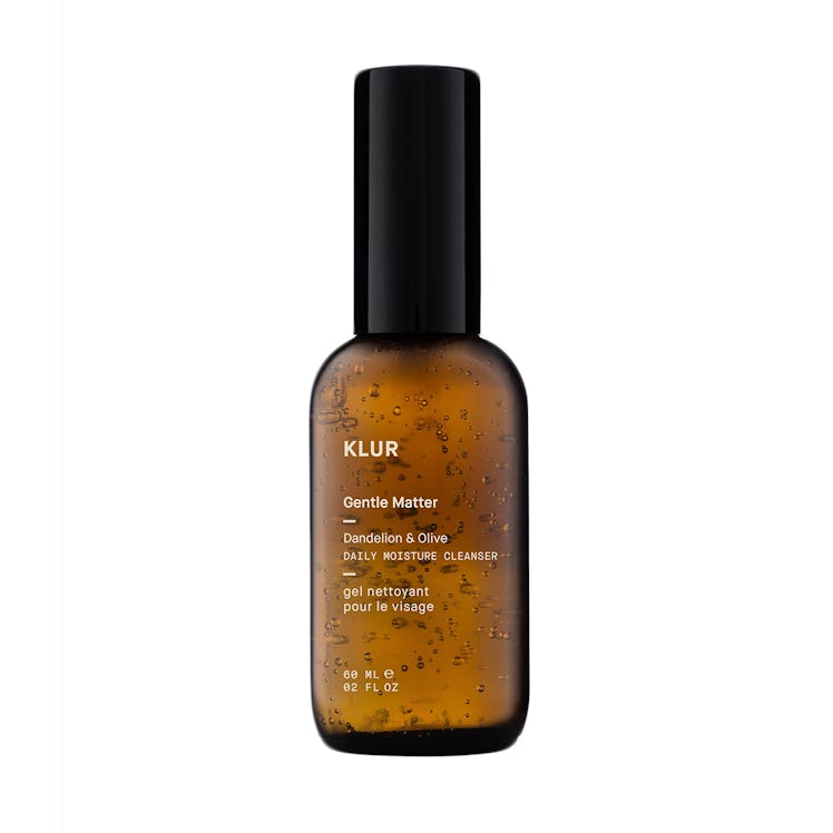 The Klur daily moisture cleanser in a brown translucent bottle with a black cap 