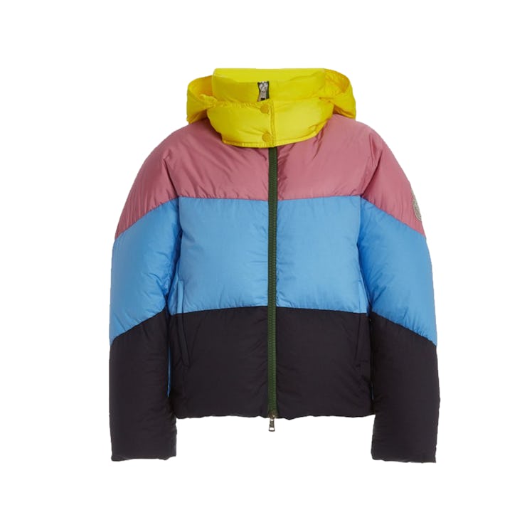 1 MONCLER JW ANDERSON yellow, pink, blue, and black puffer jacket