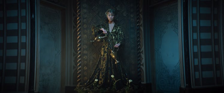 Woman in a Dior gown.