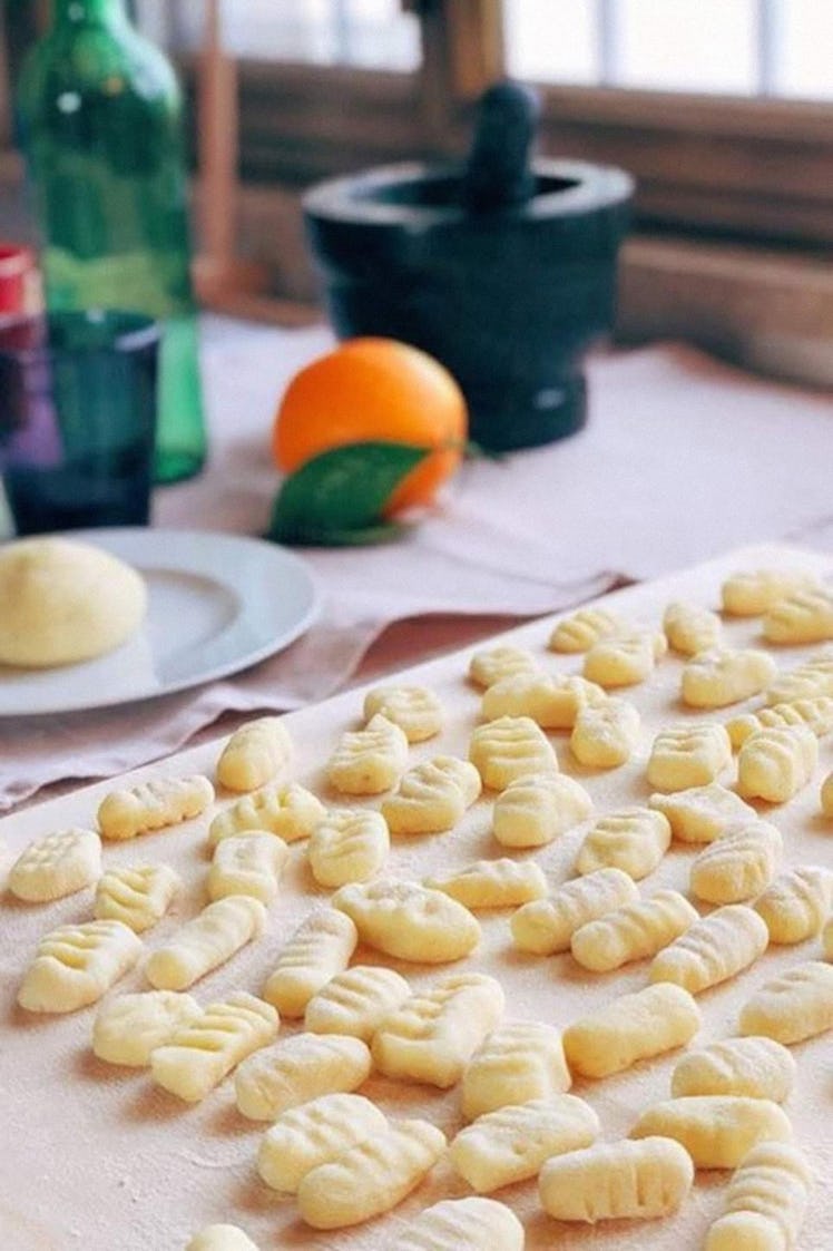 Gnocchi being made during a cooking lesson via Airbnb Online Experiences