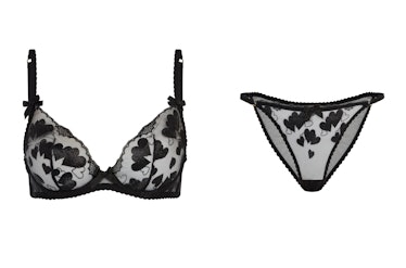A black and white embroidered set from Agent Provocateur - bra and briefs