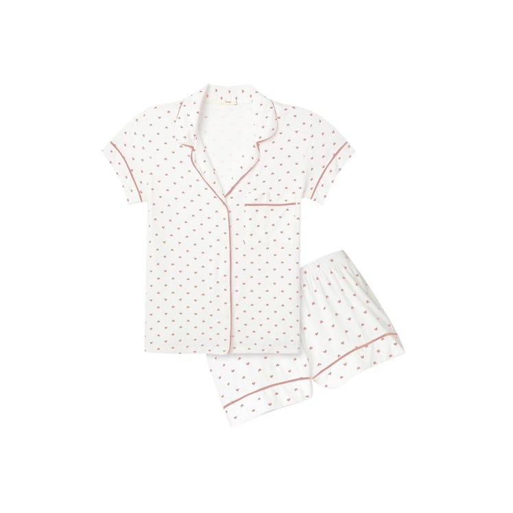 Heart printed PJ set from Eberjey in white and red