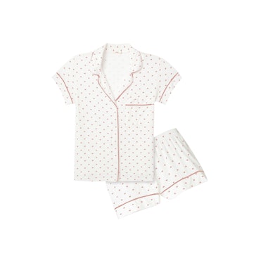 Heart printed PJ set from Eberjey in white and red