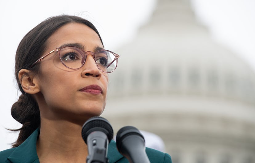 Alexandria Ocasio-Cortez staring into the distance