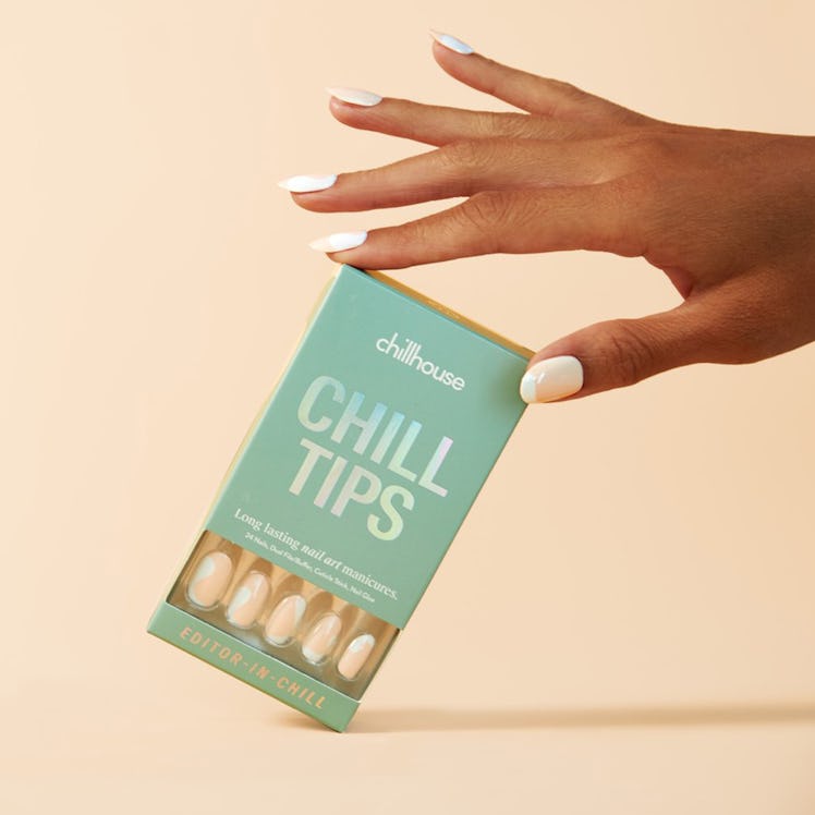 A hand holding a blue package Chillhouse Chill Tips in Editor in Chill