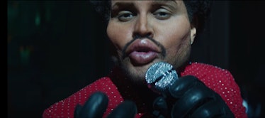 The Weeknd's face with extreme plastic surgery.