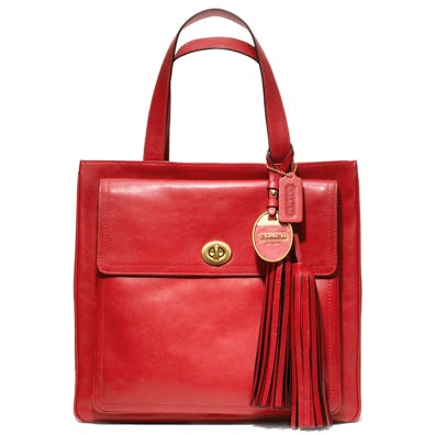 バッグ Coach Legacy Red Leather Tote 10738 Coach Legacy Washed Red Satchel/Tote With Tassel and Zip Top