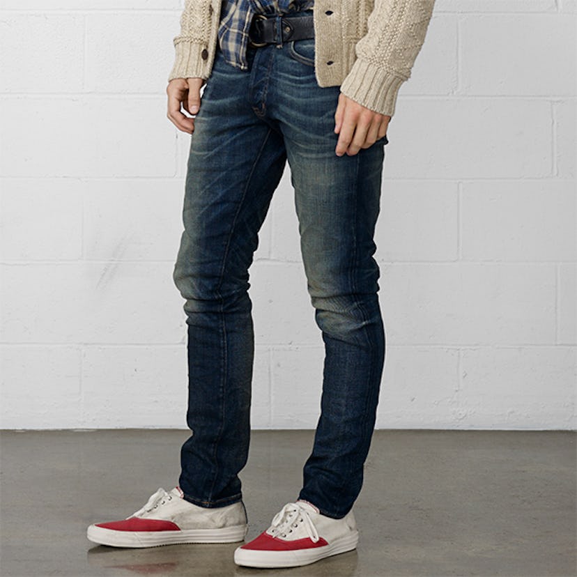 A man posing in skinny Portsmouth jeans from Denim & Supply