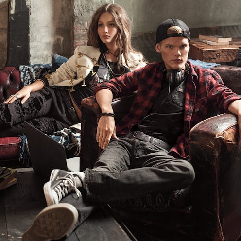 A model and Avicci posing in holiday looks from Denim & Supply