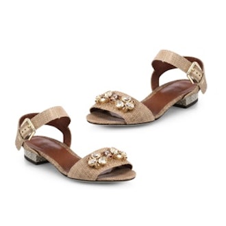 Jeweled Raffia Sandals