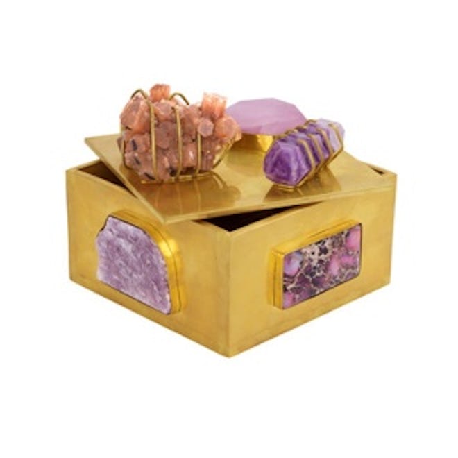 Faceted Rose Quartz Bronze Bauble Box