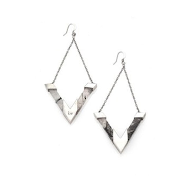 Quartz Earrings in White Rhodium