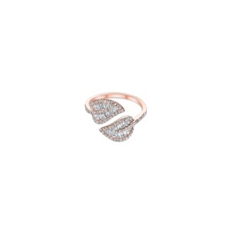 Rose Gold & Diamond Baguette Leaf Ring