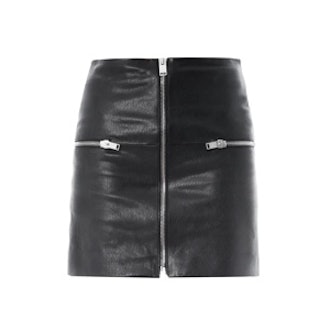 Zipped Leather Mini Skirt