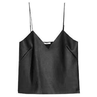 Top with Faux Leather Front