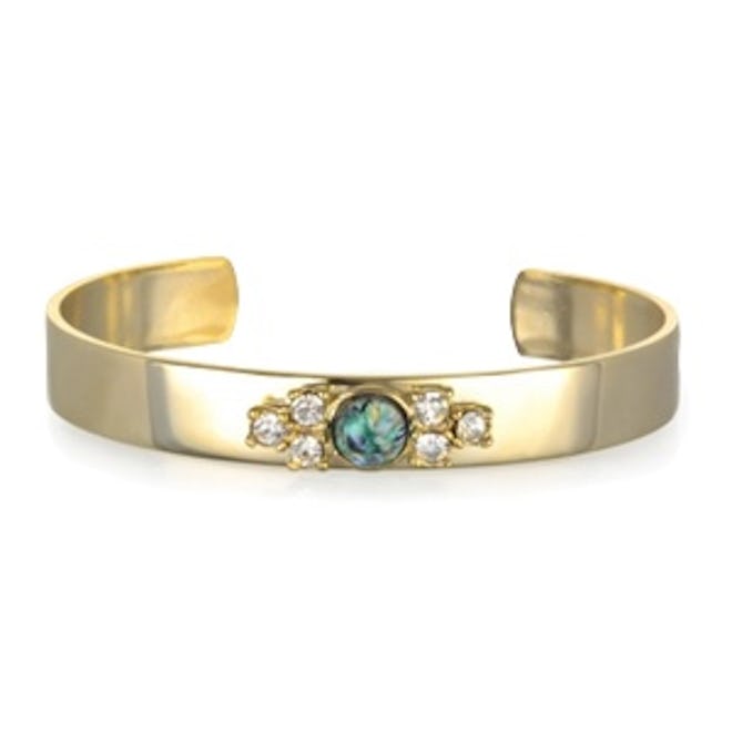 Green Opal And Crystal Cuff Bracelet