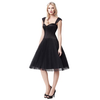 Truly Zac Posen Pleated Tulle Dress with Sweetheart Corset Bodice