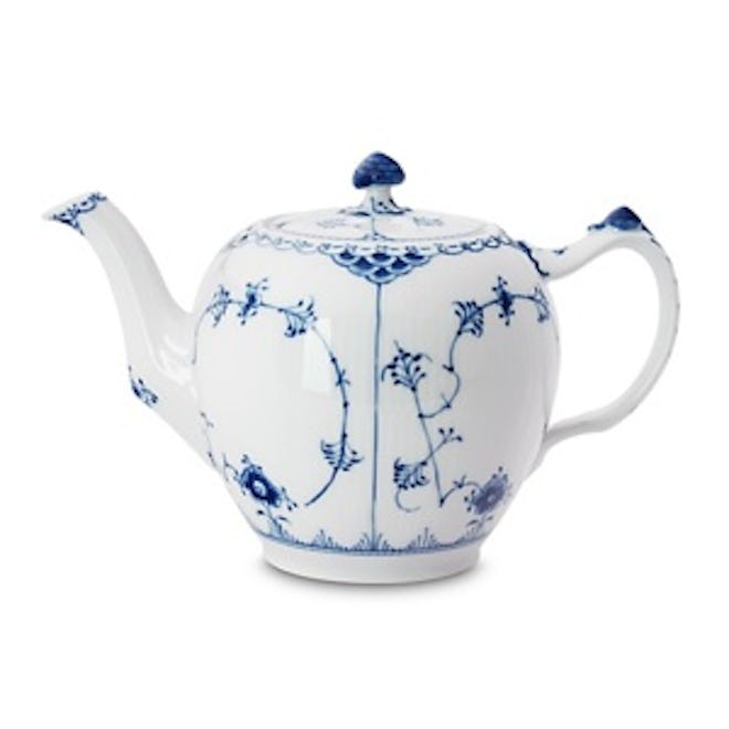 Blue Fluted Half Lace Teapot
