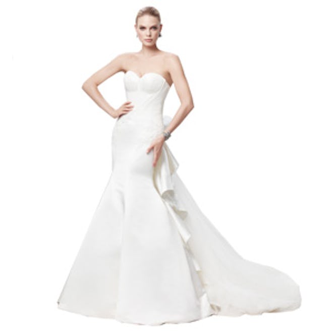 Truly Zac Posen Strapless Duchess Satin Fit and Flare Gown