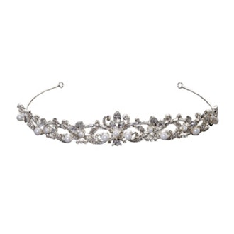 Mid Height Tiara with Pearls and Crystals
