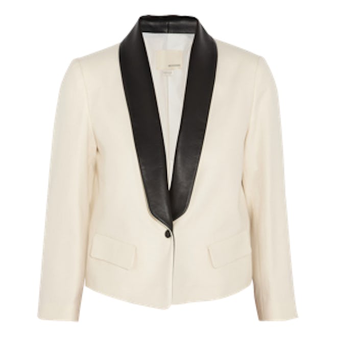 Leather-Trimmed Blazer