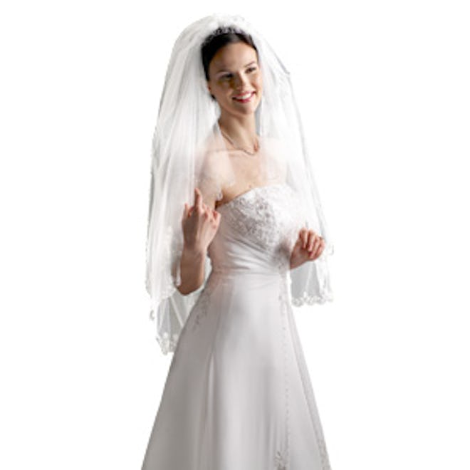 Fingertip Length Two-Tier Veil with Scallop Edge