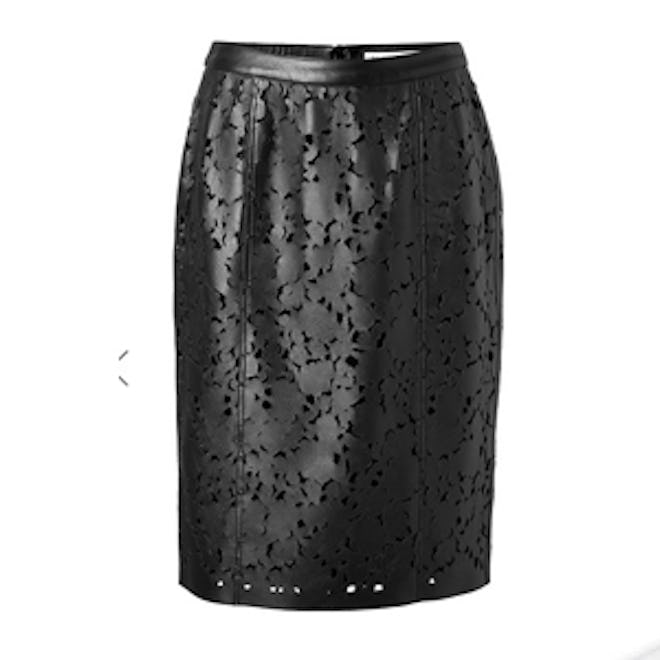 Laser Cut Leather Pencil Skirt