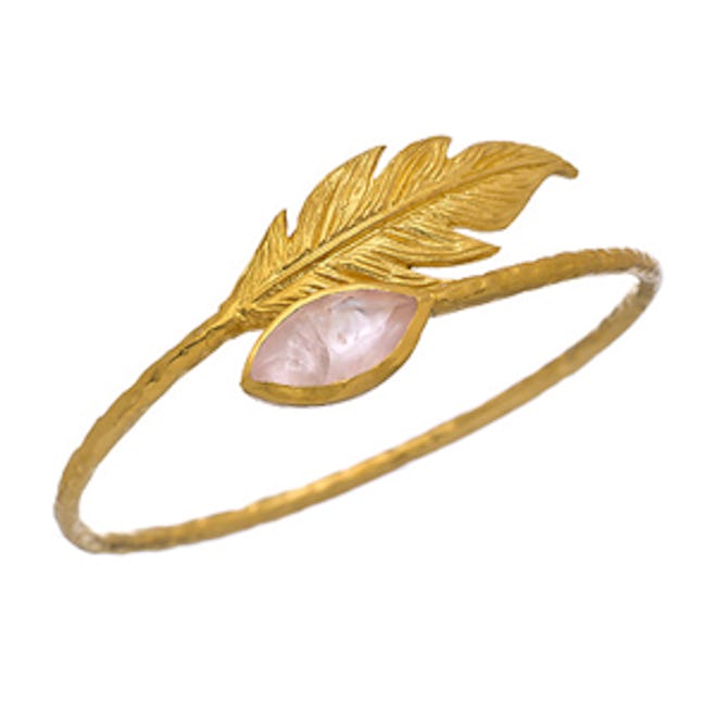 Rose Quartz Leaf Bangle