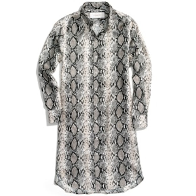 Python Cinched Silk Shirt Dress