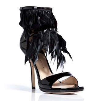 Patent Leather/Feather Amazon Sandals