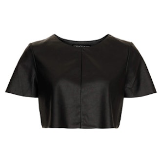 Leather Look Cropped Tee