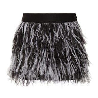 Feather-Trimmed Mini Skirt