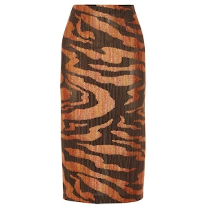Zebra-Patterned Tweed Skirt