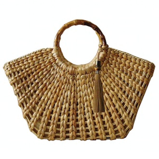 Straw Bamboo-Handle Tote