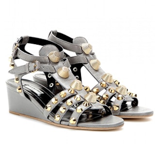 Studded Leather Wedge Sandal