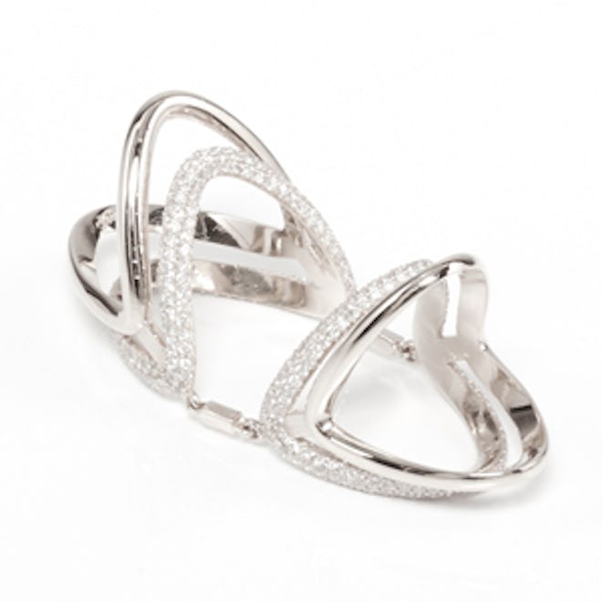 Double Bermuda Pave Diamond Knuckle Ring