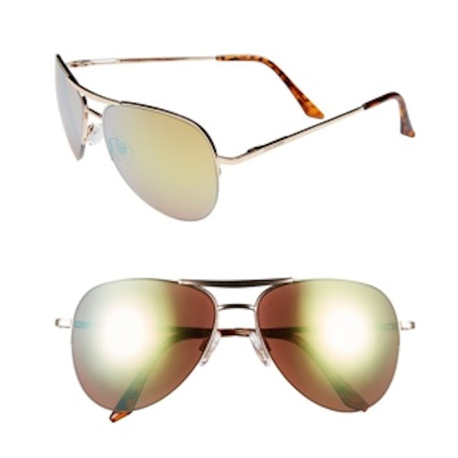 Semi Rimless Aviator Sunglasses