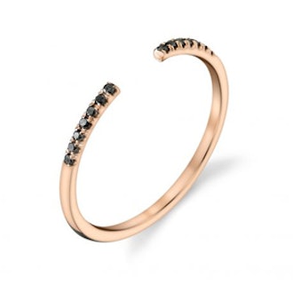 Black Diamond & Rose Gold Hook Ring