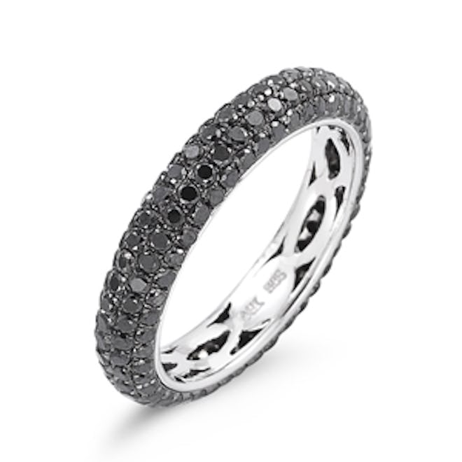 Black Diamond & Rhodium Ring