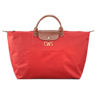 Monogrammed Fold-Up Nylon Travel Tote