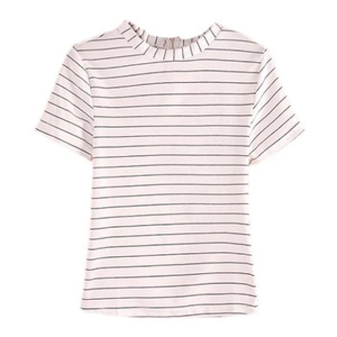 Striped Casual White T-Shirt
