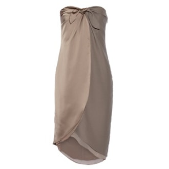 Wrap-Effect Satin and Crepe Dress