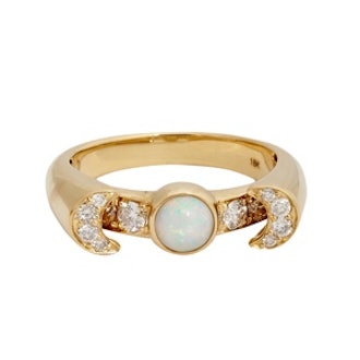 Fine Jewelry Opal, Diamond and Gold Luna Ring